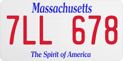 MA license plate 7LL678