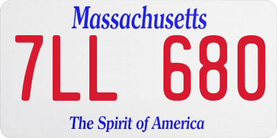 MA license plate 7LL680