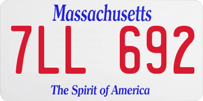 MA license plate 7LL692