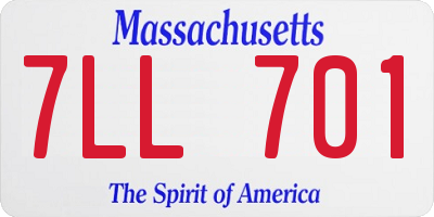 MA license plate 7LL701