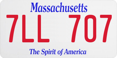 MA license plate 7LL707