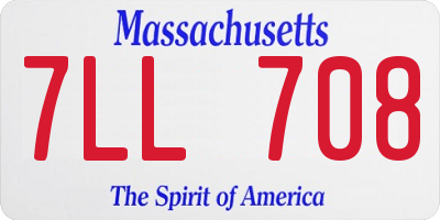 MA license plate 7LL708
