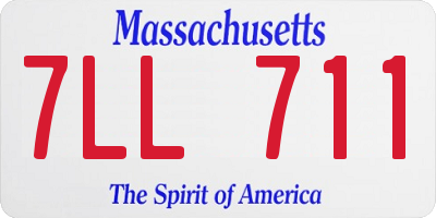 MA license plate 7LL711