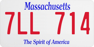 MA license plate 7LL714