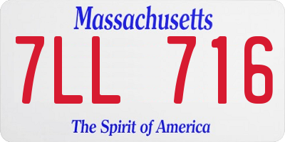 MA license plate 7LL716