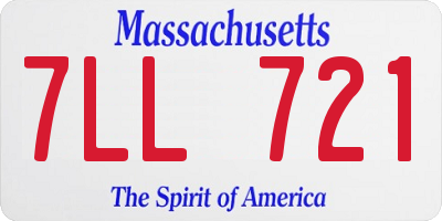 MA license plate 7LL721