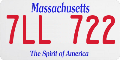 MA license plate 7LL722
