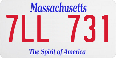 MA license plate 7LL731