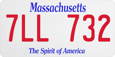 MA license plate 7LL732