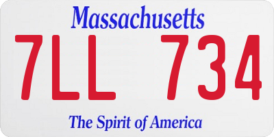 MA license plate 7LL734
