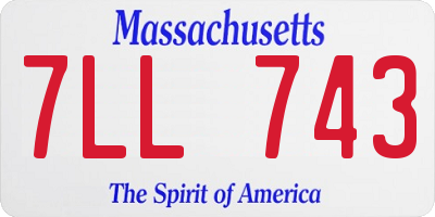 MA license plate 7LL743