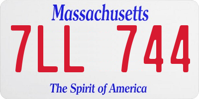 MA license plate 7LL744