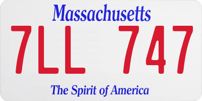 MA license plate 7LL747