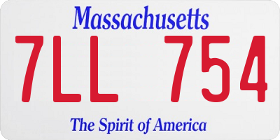 MA license plate 7LL754