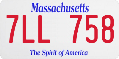 MA license plate 7LL758