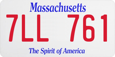 MA license plate 7LL761