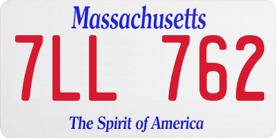 MA license plate 7LL762