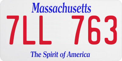 MA license plate 7LL763