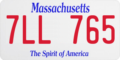 MA license plate 7LL765