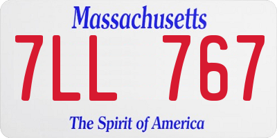 MA license plate 7LL767