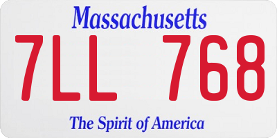 MA license plate 7LL768