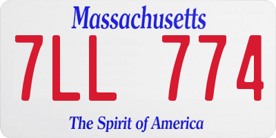 MA license plate 7LL774