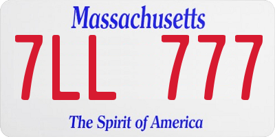 MA license plate 7LL777