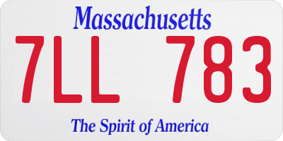 MA license plate 7LL783