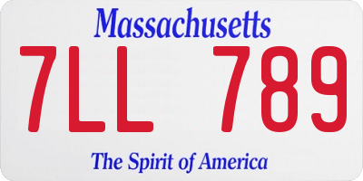MA license plate 7LL789