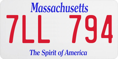 MA license plate 7LL794
