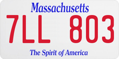 MA license plate 7LL803