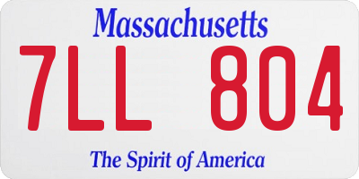 MA license plate 7LL804