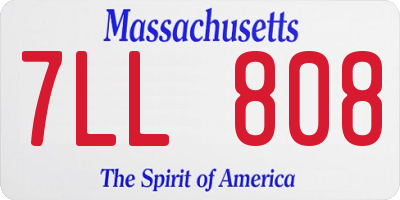 MA license plate 7LL808
