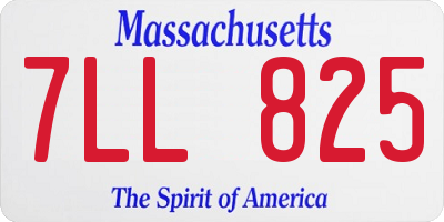 MA license plate 7LL825
