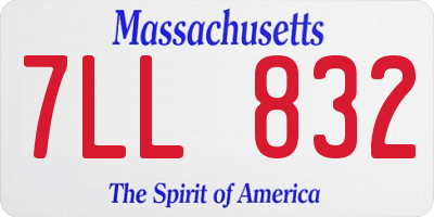 MA license plate 7LL832