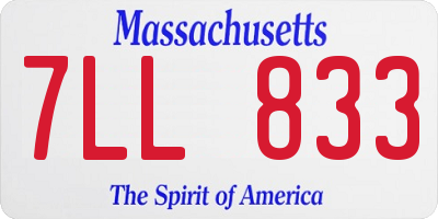 MA license plate 7LL833