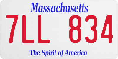 MA license plate 7LL834