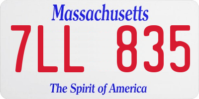 MA license plate 7LL835