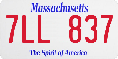 MA license plate 7LL837