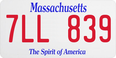 MA license plate 7LL839