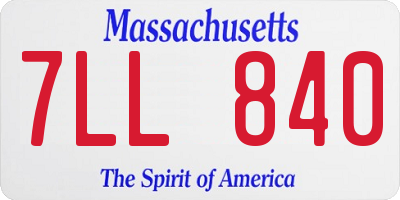 MA license plate 7LL840