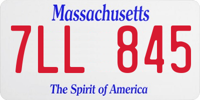 MA license plate 7LL845