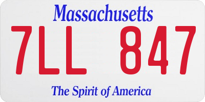 MA license plate 7LL847