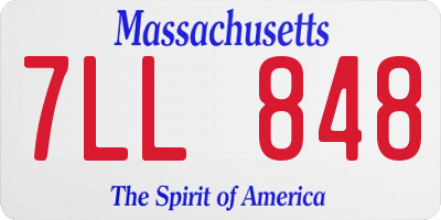 MA license plate 7LL848