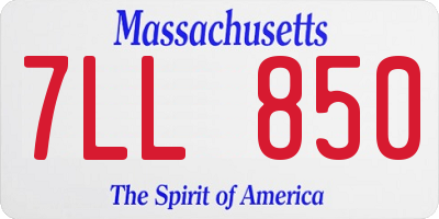 MA license plate 7LL850
