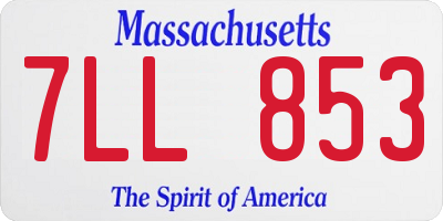 MA license plate 7LL853