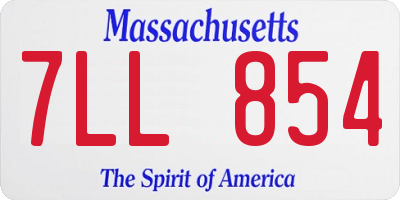MA license plate 7LL854