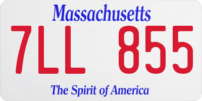 MA license plate 7LL855