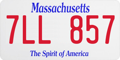MA license plate 7LL857