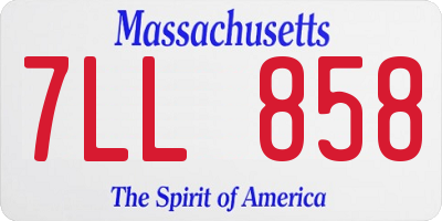 MA license plate 7LL858